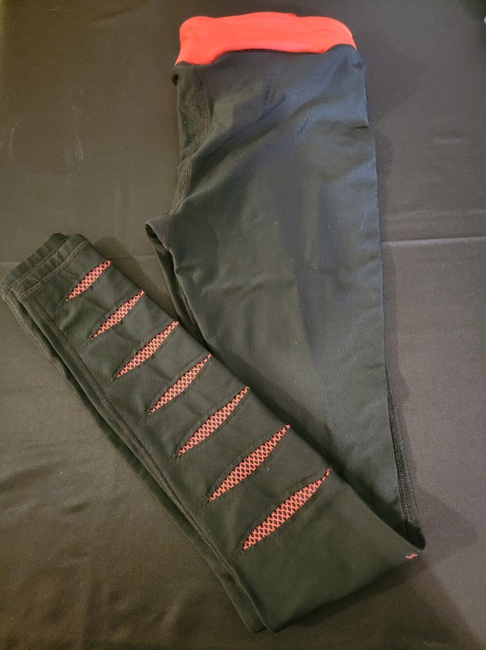 Women's Black Athletic Pants with Coral Accents
